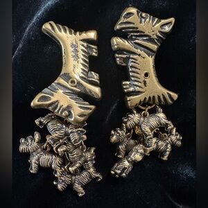 Vintage Brass Scottie Dog Clip On Earrings – Scottie Terrier Statement Jewelry